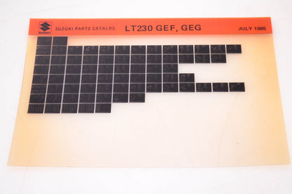 OEM Suzuki LT230 GEF, GEG 1985/July Parts Catalog Microfiche