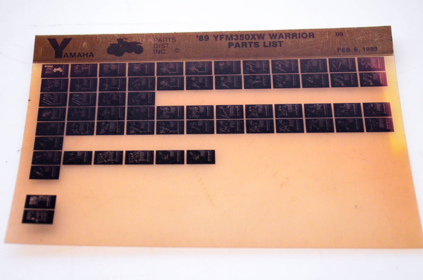 OEM Yamaha YFM350XW 1989/February 6 '89 Warrior Parts List Microfiche