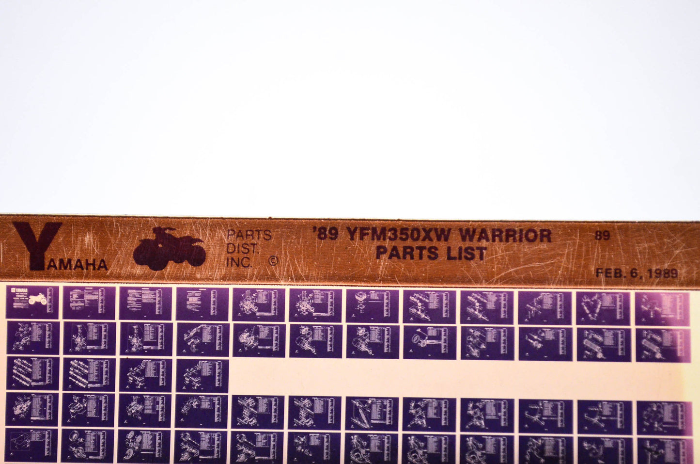 OEM Yamaha YFM350XW 1989/February 6 '89 Warrior Parts List Microfiche