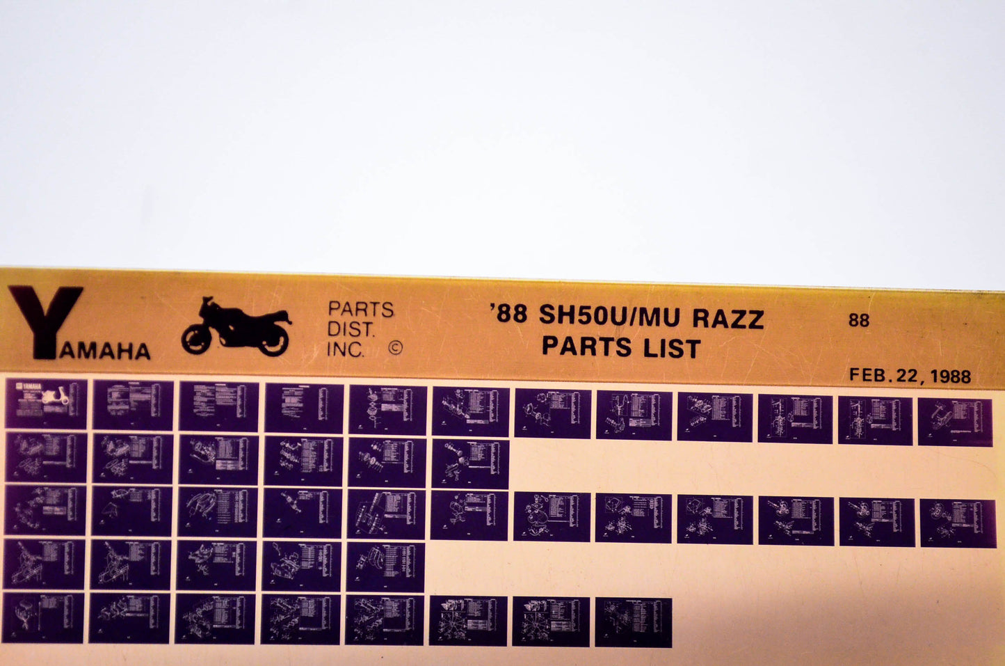 OEM Yamaha SH50U/MU 1988/February 22 '88 Razz Parts List Microfiche