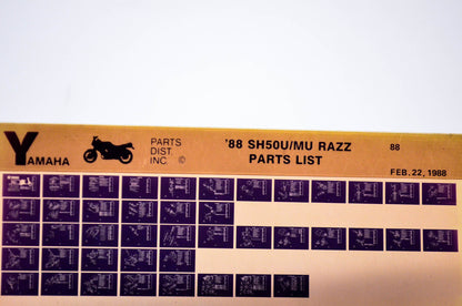 OEM Yamaha SH50U/MU 1988/February 22 '88 Razz Parts List Microfiche