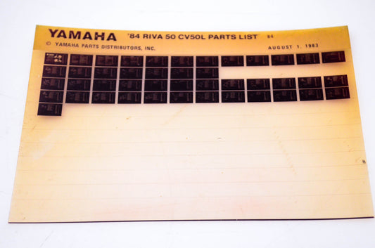 OEM Yamaha CV50L 1983/August 1 '84 Riva 50 Parts List Microfiche
