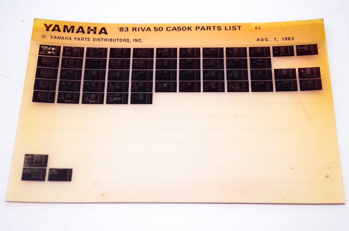 OEM Yamaha CA50K 1983/August 1 '83 Riva 50 Parts List Microfiche