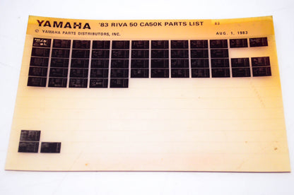 OEM Yamaha CA50K 1983/August 1 '83 Riva 50 Parts List Microfiche