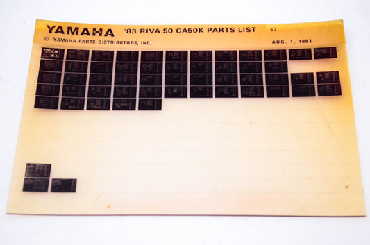 OEM Yamaha CA50K 1983/August 1 '83 Riva 50 Parts List Microfiche