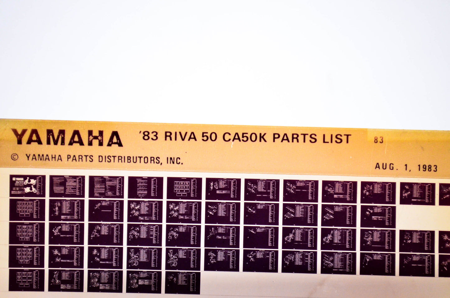 OEM Yamaha CA50K 1983/August 1 '83 Riva 50 Parts List Microfiche