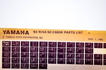 OEM Yamaha CA50K 1983/August 1 '83 Riva 50 Parts List Microfiche