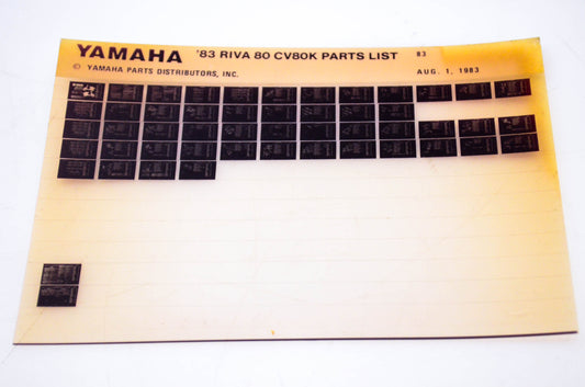 OEM Yamaha CV80K 1983/August 1 '83 Riva 80 Parts List Microfiche
