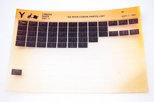 OEM Yamaha CV80N 1984/September 7 '85 Riva Parts List Microfiche