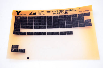 OEM Yamaha XC125N/NC 1985/September 25 '85 Riva Parts List Microfiche
