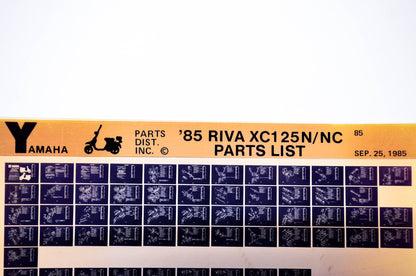 OEM Yamaha XC125N/NC 1985/September 25 '85 Riva Parts List Microfiche
