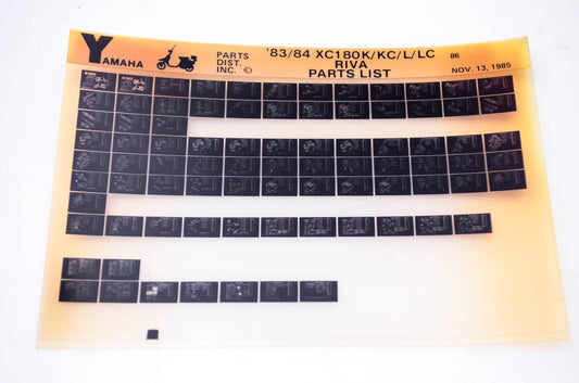 OEM Yamaha XC180K/KC/L/LC 1985/November 13 '83/'84 Riva Parts List Microfiche
