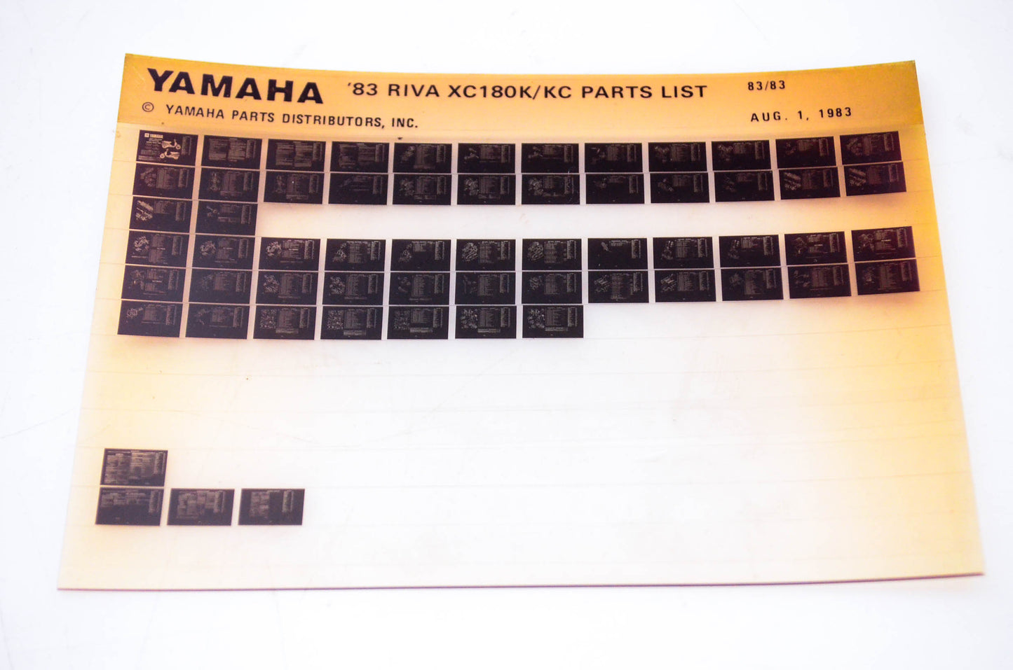 OEM Yamaha XC180K/KC 1983/August 1 '83 Riva Parts List Microfiche