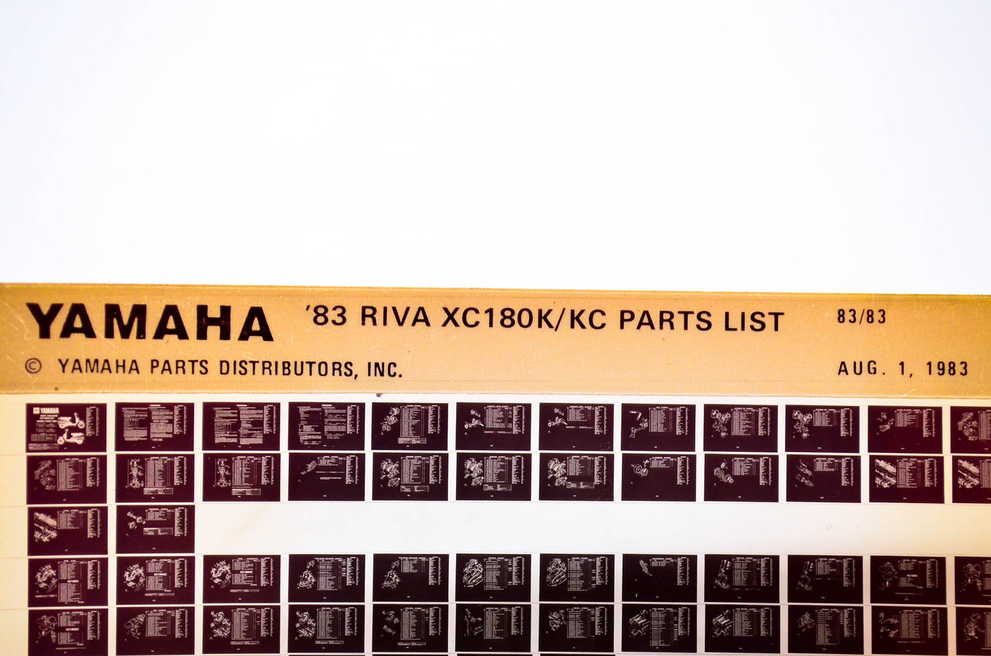 OEM Yamaha XC180K/KC 1983/August 1 '83 Riva Parts List Microfiche