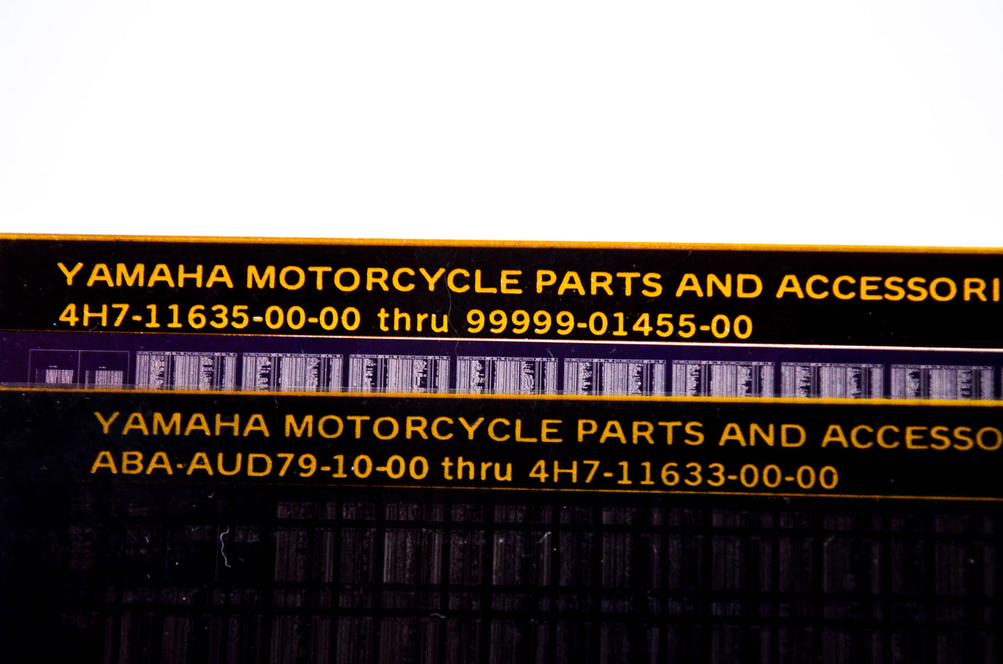 OEM Yamaha ABA-AUD79-10-00 1984/Oct Motorcycle Parts and Accessories Price List Microfiche Pgs 1-2