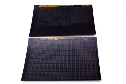 OEM Yamaha ABA-AUD79-10-00 1984/Jun Motorcycle Parts and Accessories Price List Microfiche Pgs 1-2