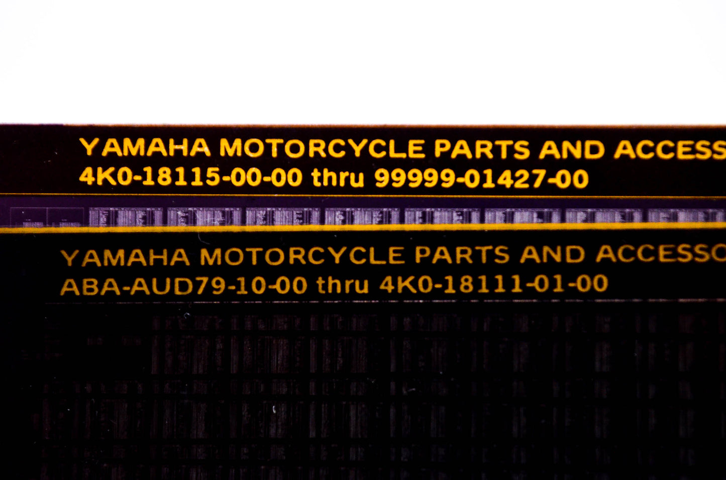 OEM Yamaha ABA-AUD79-10-00 1984/Jun Motorcycle Parts and Accessories Price List Microfiche Pgs 1-2