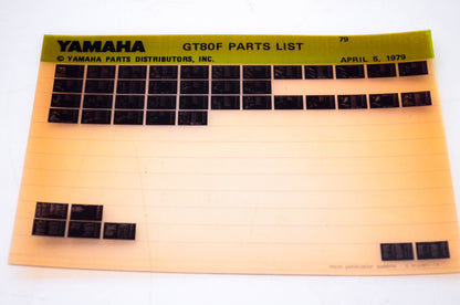 OEM Yamaha GT80F 1979/April 5 '79 Parts List Microfiche