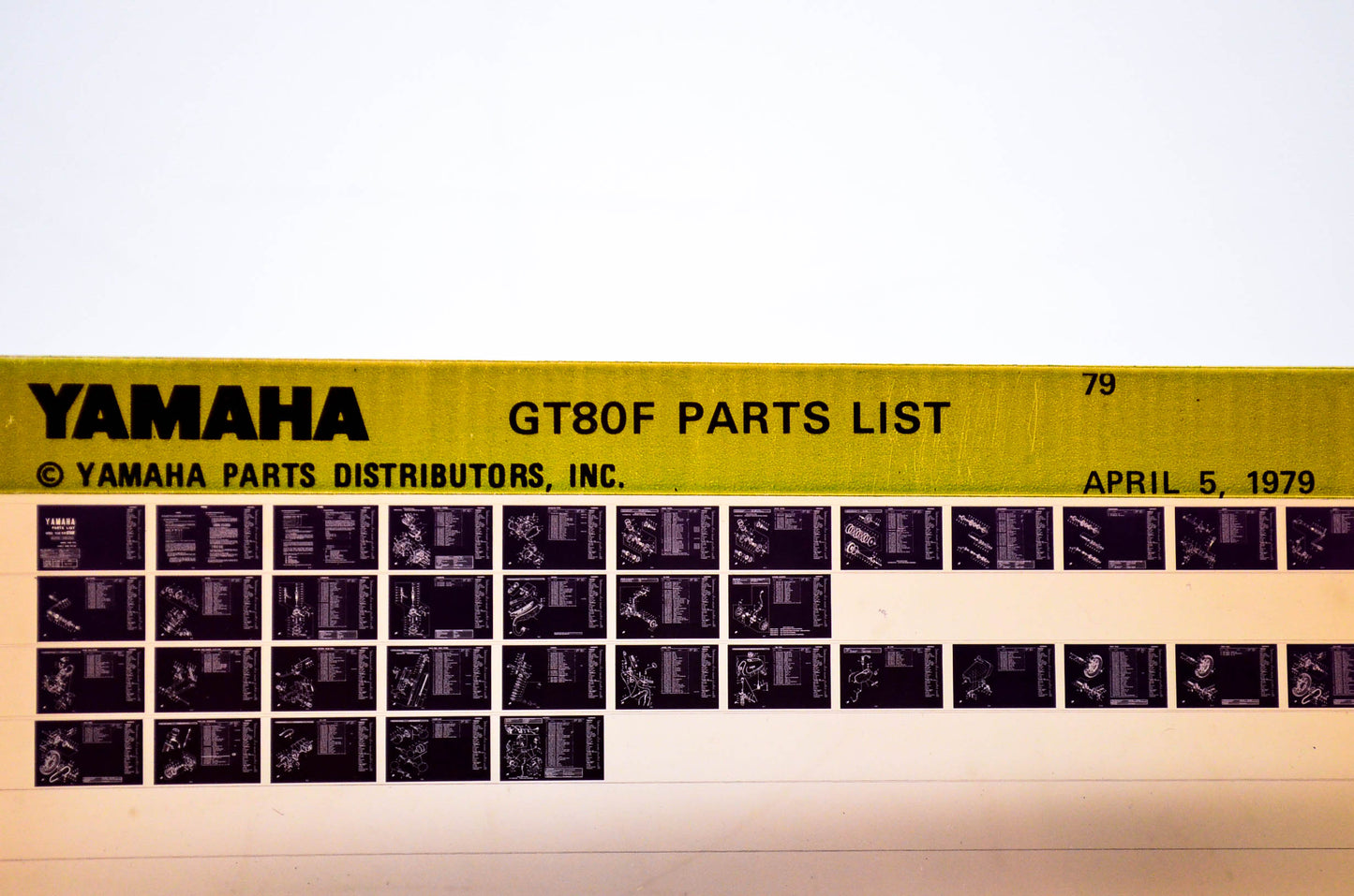 OEM Yamaha GT80F 1979/April 5 '79 Parts List Microfiche