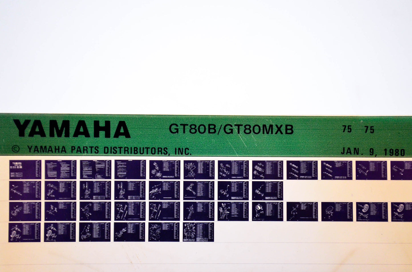 OEM Yamaha GT80B/GT80MXB 1980/January 9 '75 Parts List Microfiche