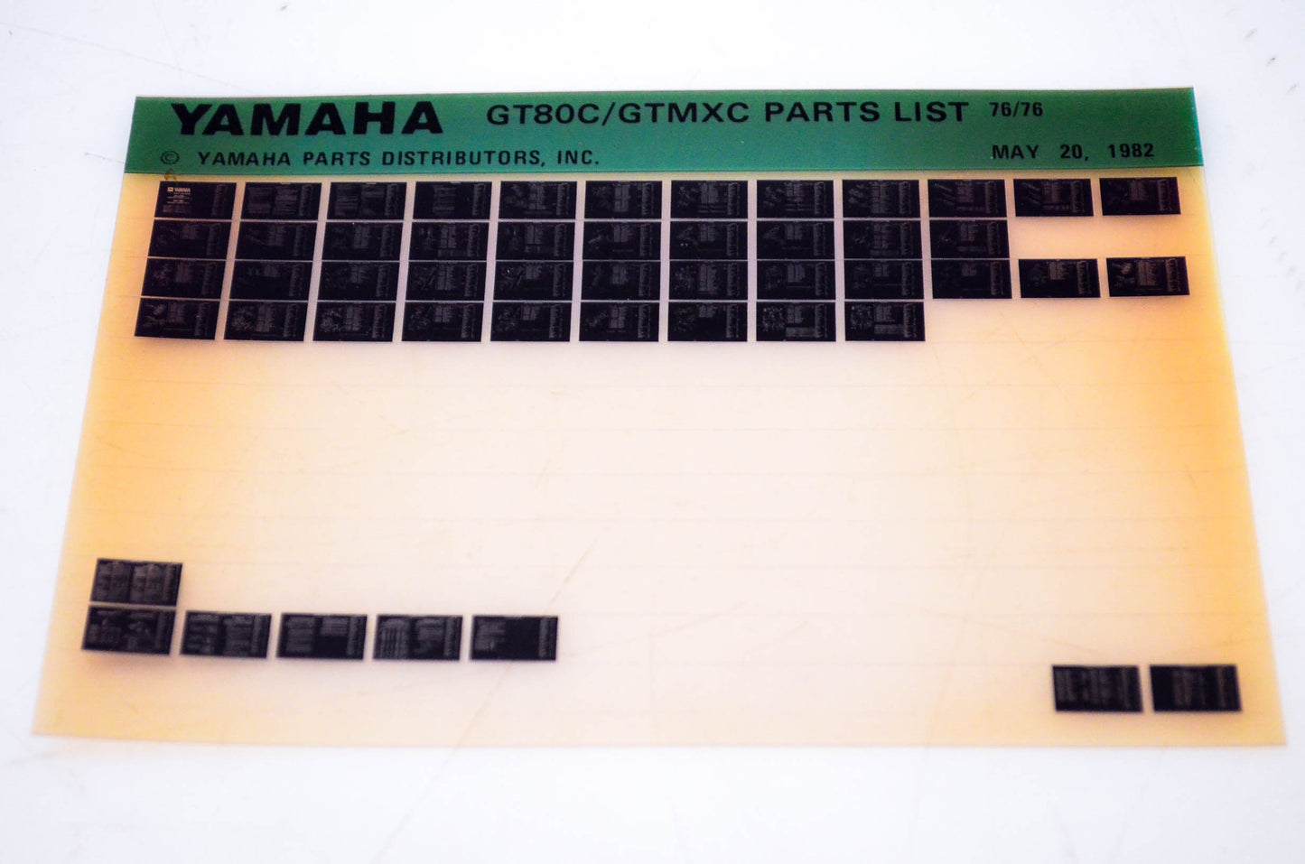 OEM Yamaha GT80C/GTMXC 1982/May 20 '76 Parts List Microfiche