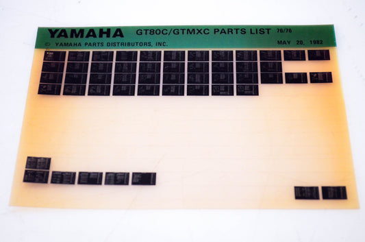 OEM Yamaha GT80C/GTMXC 1982/May 20 '76 Parts List Microfiche