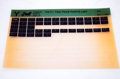 OEM Yamaha TD2/TD2B 1984/December 4 '70 -'71 Parts List Microfiche