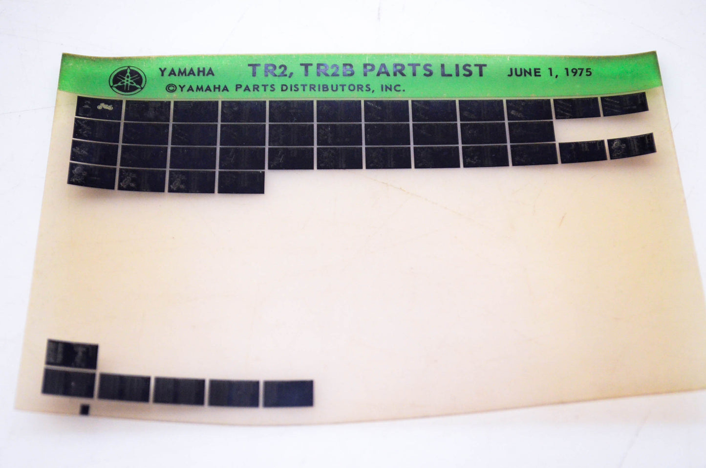 OEM Yamaha TR2, TR2B 1975/June 1 Parts List Microfiche