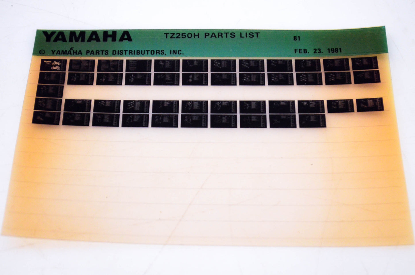 OEM Yamaha TZ250H 1981/February 23 '81 Parts List Microfiche