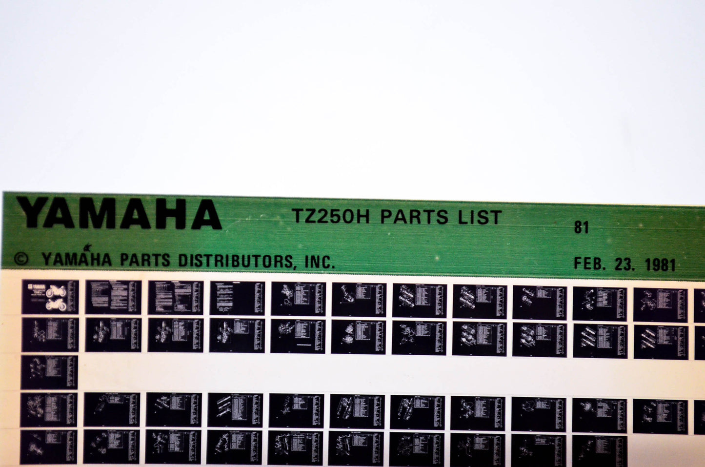 OEM Yamaha TZ250H 1981/February 23 '81 Parts List Microfiche