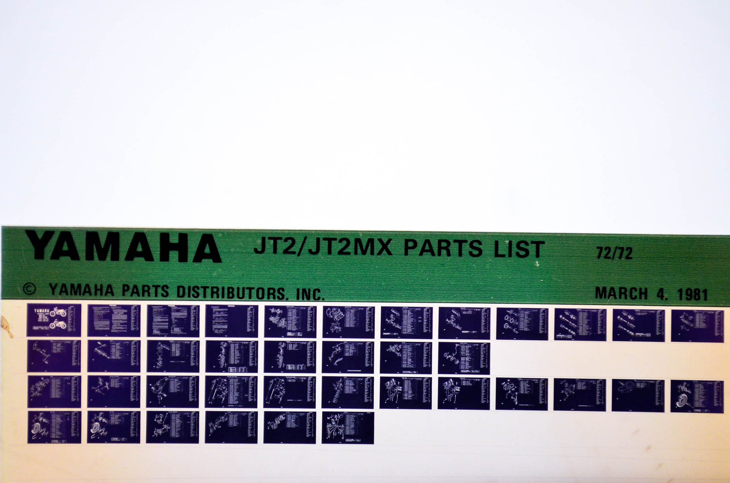 OEM Yamaha JT2/JT2MX 1981/March 4 '72 Parts List Microfiche