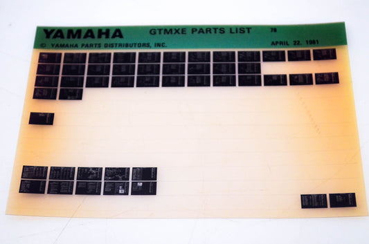 OEM Yamaha GTMXE 1981/April 22 '78 Parts List Microfiche