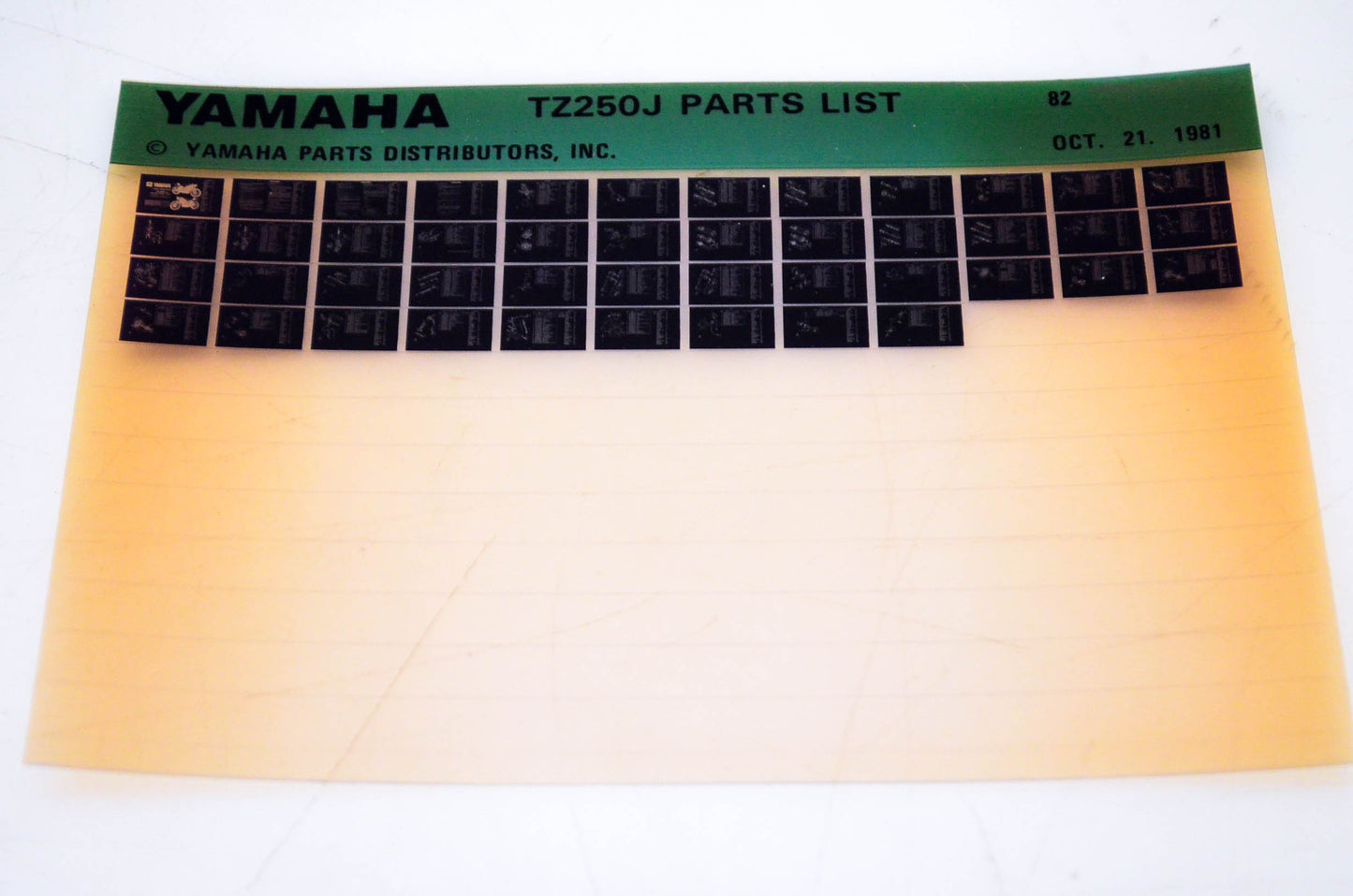 OEM Yamaha TZ250J 1981/October 21 '82 Parts List Microfiche