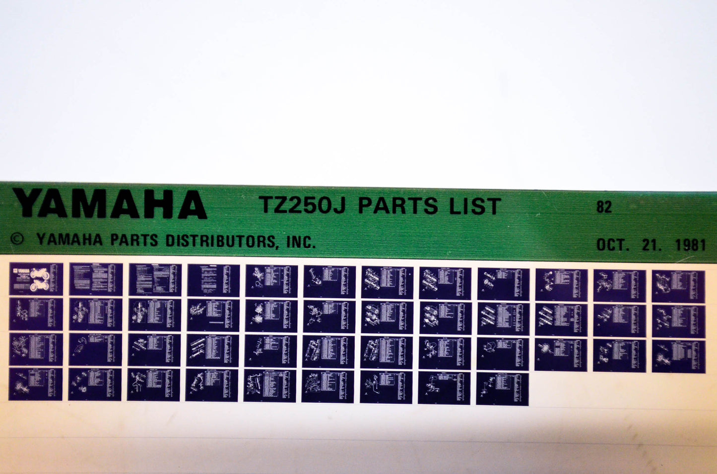 OEM Yamaha TZ250J 1981/October 21 '82 Parts List Microfiche