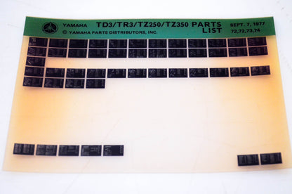 OEM Yamaha TD3/TR3/TZ250/TZ350 1977/September 7 '72 - '74 Parts List Microfiche