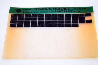 OEM Yamaha TZ250C/D/E/TZ350C/D/E 1978/April 28 '76 - '78 Parts List Microfiche