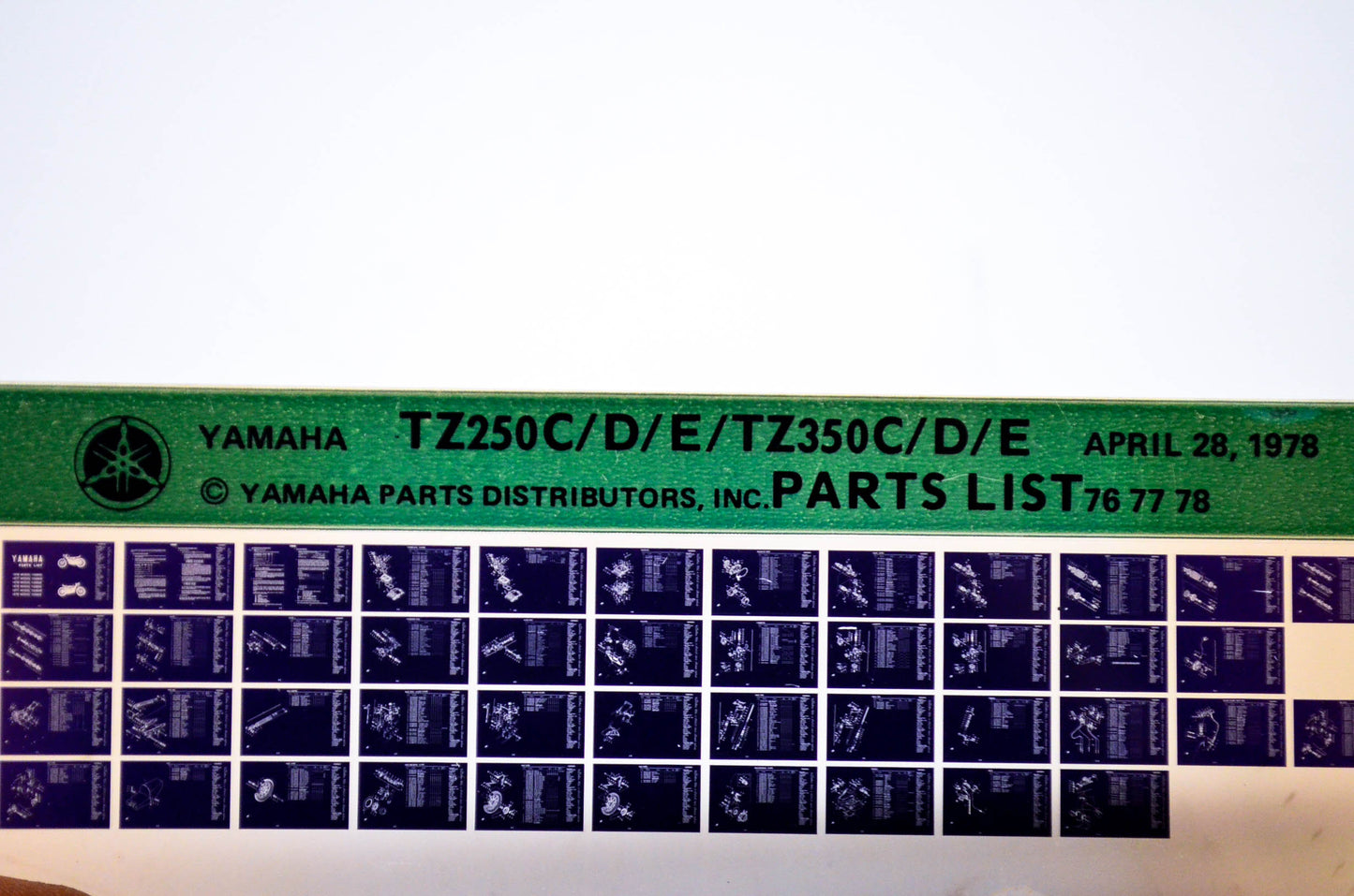 OEM Yamaha TZ250C/D/E/TZ350C/D/E 1978/April 28 '76 - '78 Parts List Microfiche