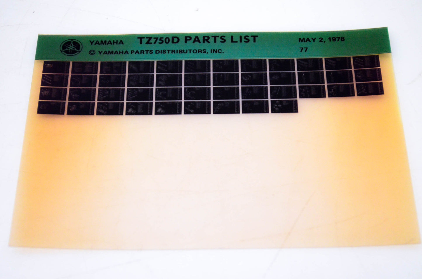 OEM Yamaha TZ750D 1978/May 2 '77 Parts List Microfiche
