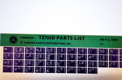 OEM Yamaha TZ750D 1978/May 2 '77 Parts List Microfiche