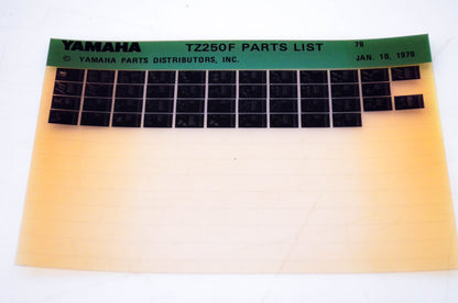 OEM Yamaha TZ250F 1979/January 10 '79 Parts List Microfiche