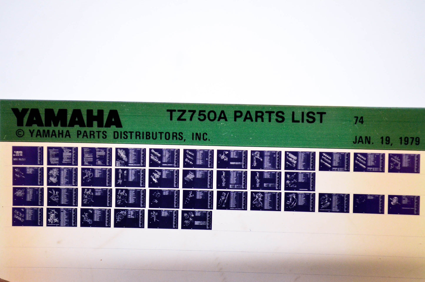 OEM Yamaha TZ750A 1979/January 19 '74 Parts List Microfiche