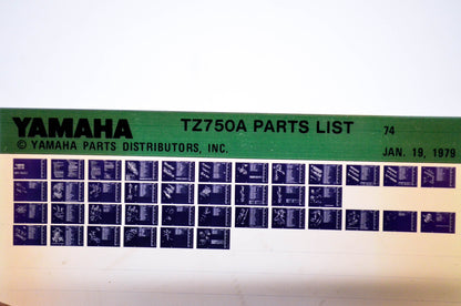 OEM Yamaha TZ750A 1979/January 19 '74 Parts List Microfiche
