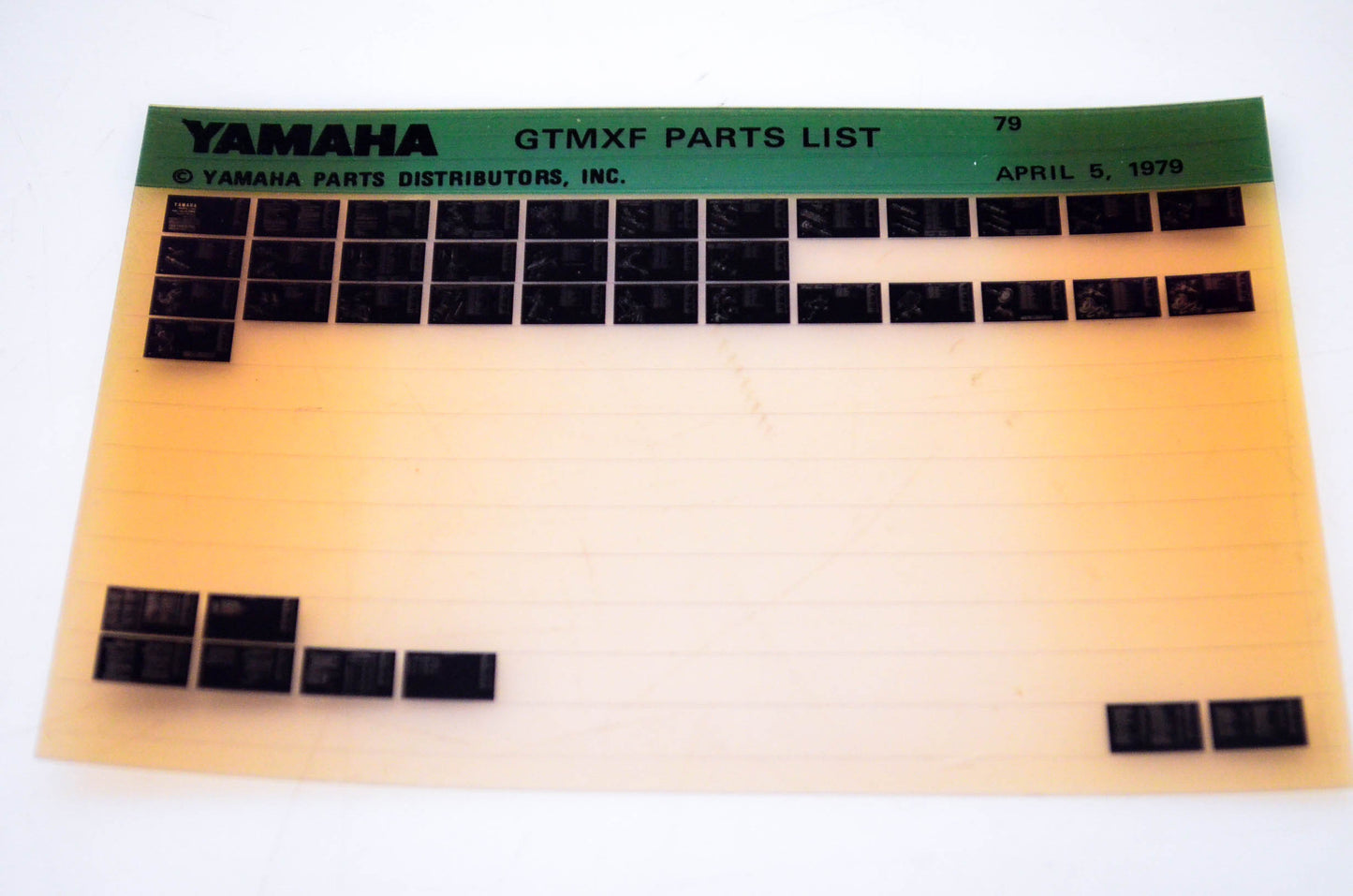 OEM Yamaha GTMXF 1979/April 5 '79 Parts List Microfiche