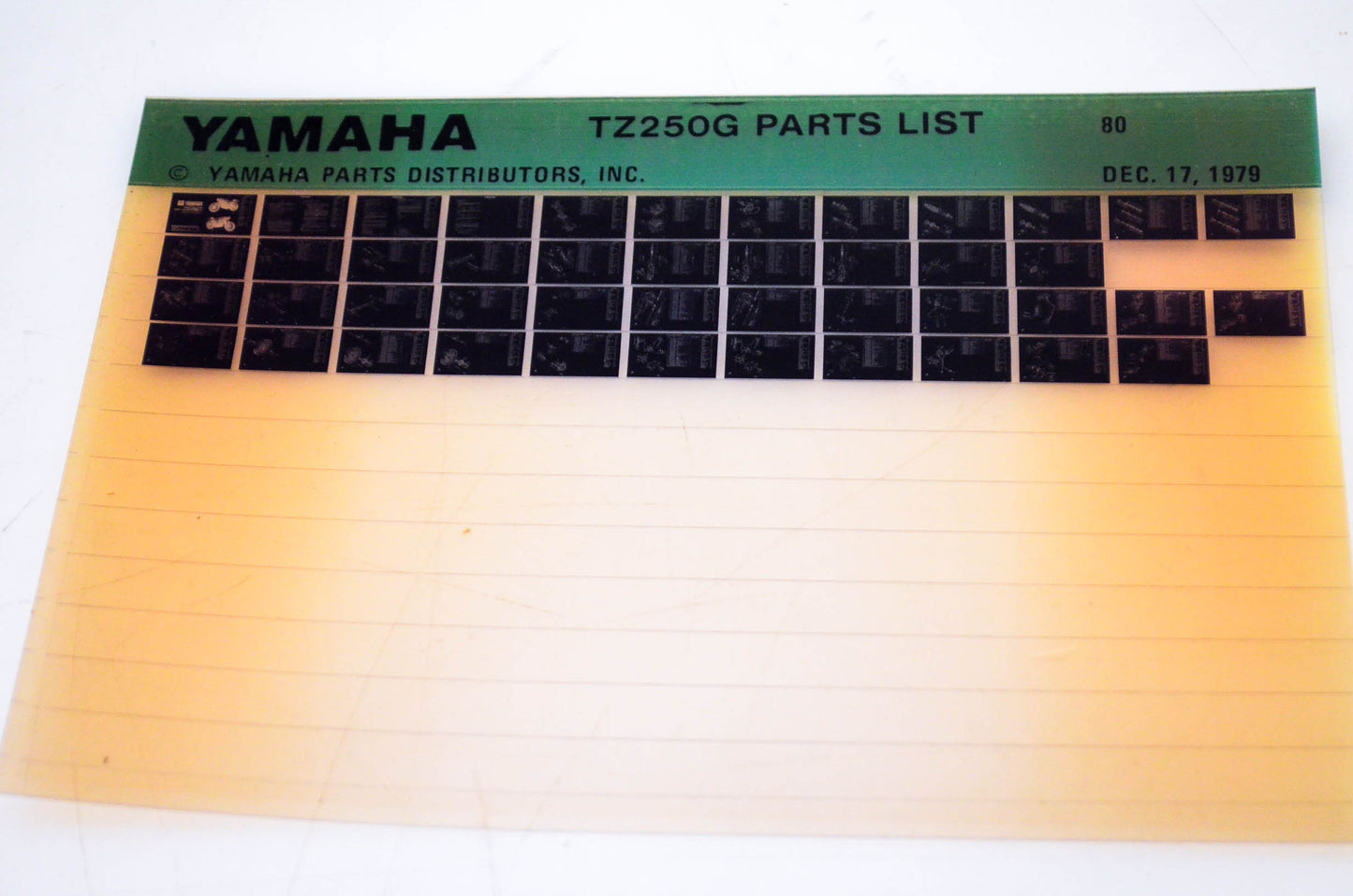 OEM Yamaha TZ250G 1979/December 17 '80 Parts List Microfiche