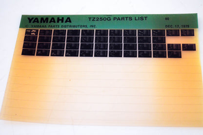 OEM Yamaha TZ250G 1979/December 17 '80 Parts List Microfiche