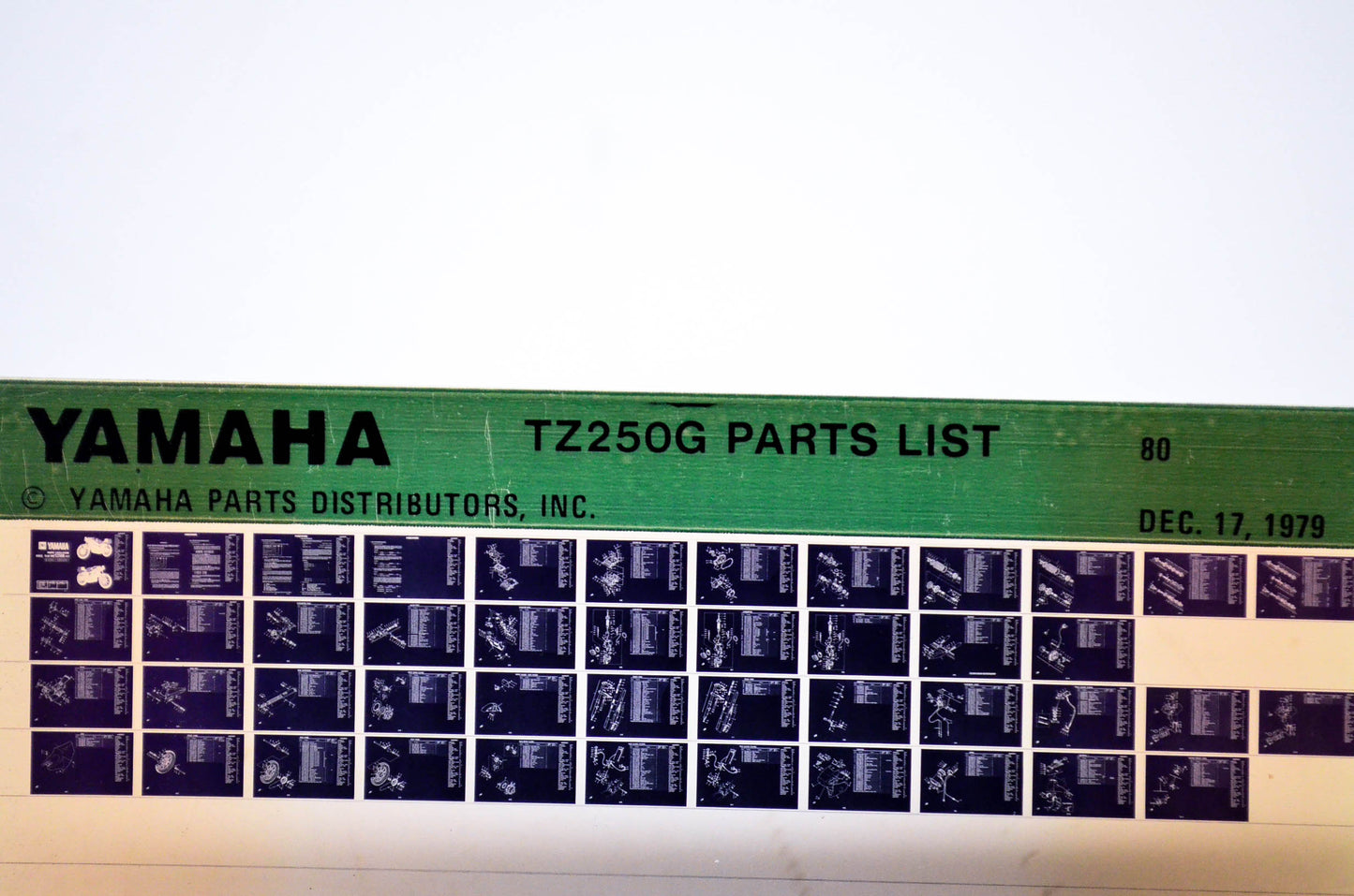 OEM Yamaha TZ250G 1979/December 17 '80 Parts List Microfiche