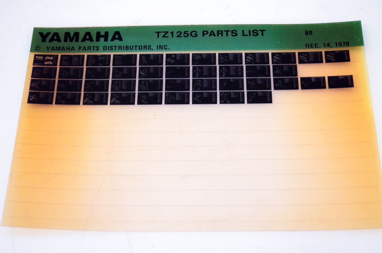 OEM Yamaha TZ125G 1979/December 14 '80 Parts List Microfiche