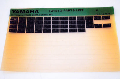 OEM Yamaha TZ125G 1979/December 14 '80 Parts List Microfiche