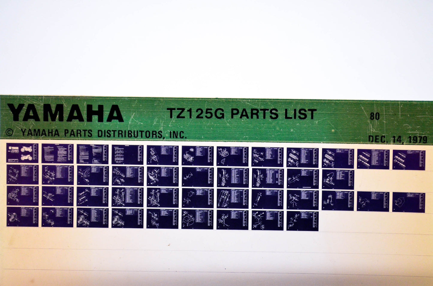 OEM Yamaha TZ125G 1979/December 14 '80 Parts List Microfiche