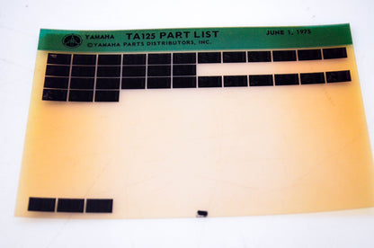 OEM Yamaha TA125 1975/June 1 Parts List Microfiche